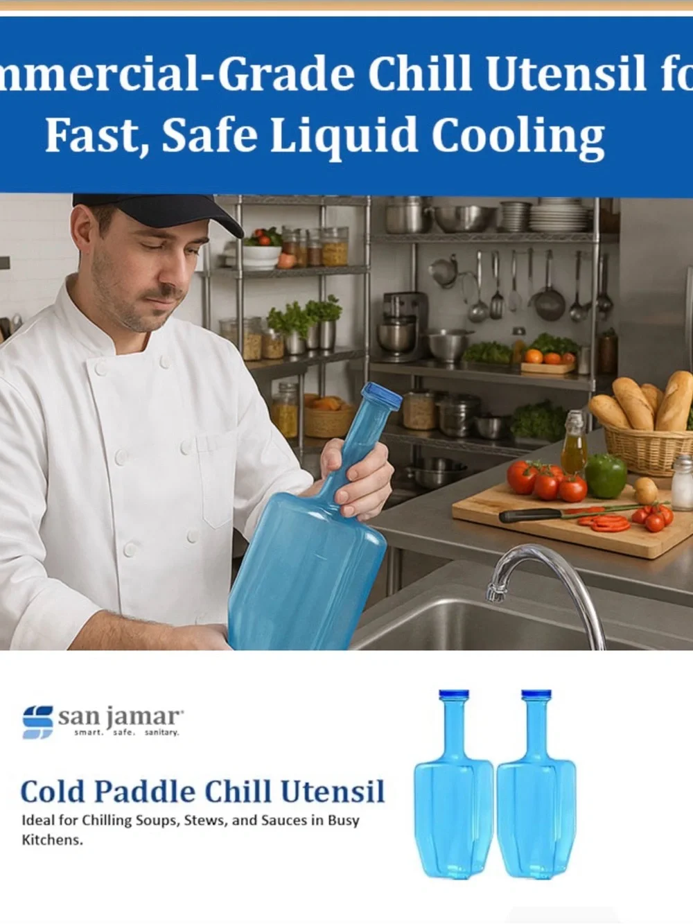 Chill Utensil Rapi-Kool Cold Paddle food Chiller(2) San Jamar Food Safety used